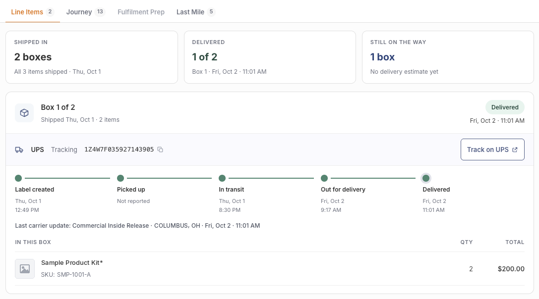 Live order tracking