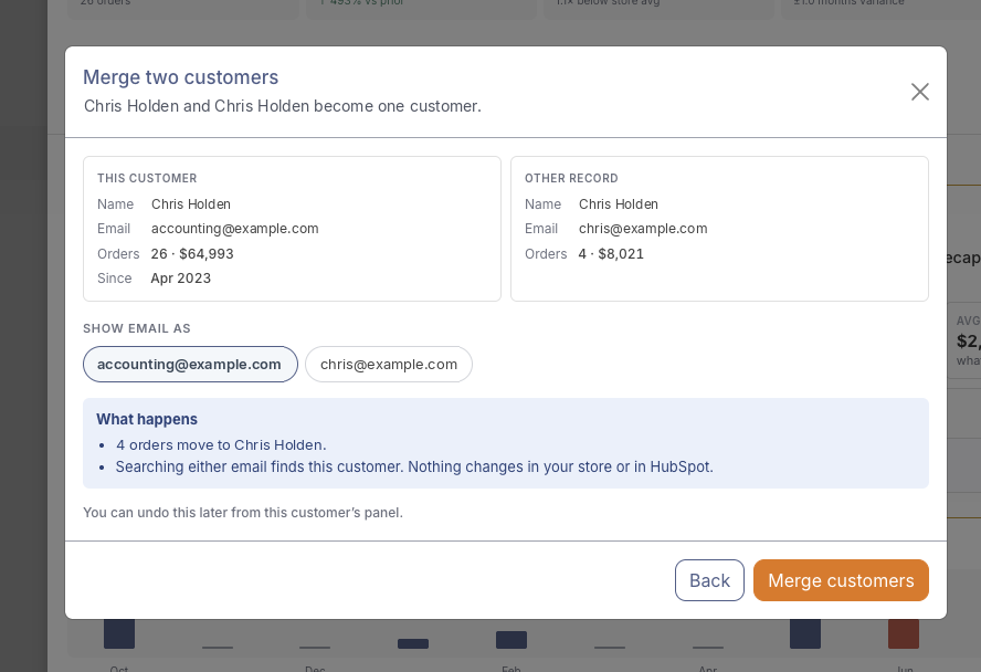 Merging customers