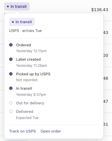 Order statuses